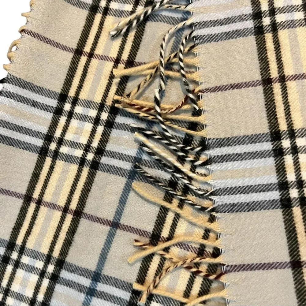 Preston & York Scarf Made in Germany Super Soft Fringe plaid blue/beige/black